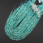 AAA Faceted Natural Peruvian Amazonite 4mm 5mm 6mm Thin Rondelle Beads Aqua Blue Gemstone 15.5" Strand
