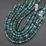 AAA Natural Guatemalan Blue Green Jade Smooth Thin Rondelle Heishi 10mm Beads 15.5" Strand