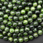 Natural Green Chrome Diopside 8mm Smooth Round Beads Gemstone 15.5" Strand