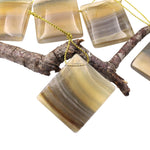 Natural Honey Golden Fluorite Square Pendant Top Side Drilled Gemstone