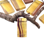 Natural Honey Golden Fluorite Rectangle Pendant Top Side Drilled Gemstone