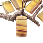 Natural Honey Golden Fluorite Rectangle Pendant Top Side Drilled Gemstone