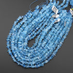 AAA Natural Santa Maria Blue Aquamarine Freeform Rondelle Center Drilled Beads 15.5" Strand