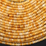 Faceted Natural Yellow Jade 4mm Thin Rondelle Beads Gemstone 15" Strand