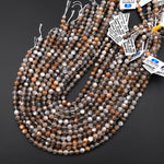 AAA Natural Multicolor Orange Smoky Black Gray Sunstone Round Beads 4mm 5mm 6mm Gemstone 15.5" Strand