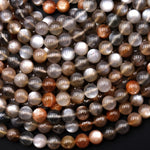 AAA Natural Multicolor Orange Smoky Black Gray Sunstone Round Beads 4mm 5mm 6mm Gemstone 15.5" Strand