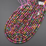 Tourmaline Agate Smooth 6mm Rondelle Beads Multicolor Pink Orange Mint Green Blue 15.5" Strand