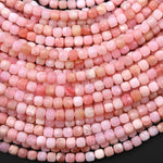 AAA Natural Peruvian Pink Opal 4mm Faceted Cube Gemstone Beads 15.5" Strand