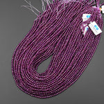 AAA Faceted Natural Mozambique Purple Rhodolite Garnet 3mm Round Gemstone Beads 15.5" Strand