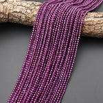 AAA Faceted Natural Mozambique Purple Rhodolite Garnet 3mm Round Gemstone Beads 15.5" Strand