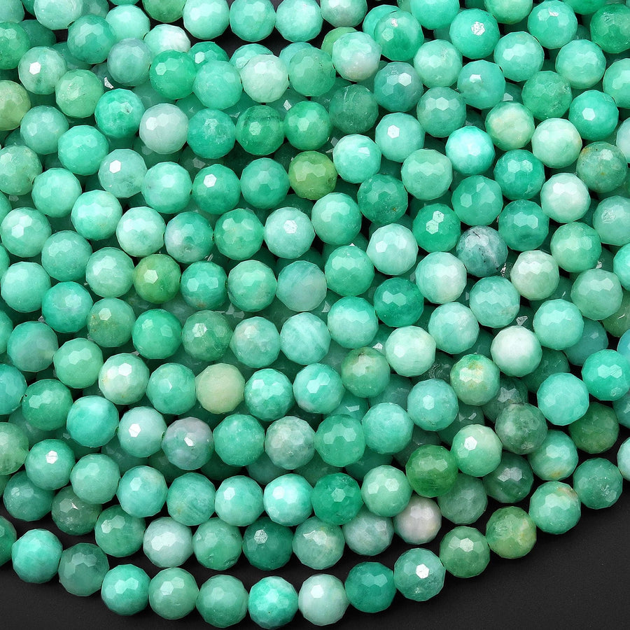 AAA Real Genuine Natural Green Emerald Gemstone Faceted 6mm Round Beads Gemstone From Colombia May Birthstone 15.5" Strand