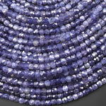 Faceted Natural Iolite 4mm Cube Gemstone Beads 15.5" Strand
