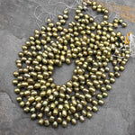 Large Genuine Golden Olive Green Freshwater Potato Oval Teardrop Pearl Top Side Drilled 15.5" Strand