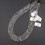Faceted Natural Labradorite 3mm 4mm Lantern Rondelle Beads 15.5" Strand