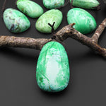 Natural Nevada Apple Green Variscite Rounded Trapezoid Oval Pendant Gemstone