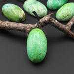 Natural Nevada Apple Green Variscite Long Oval Pendant Gemstone