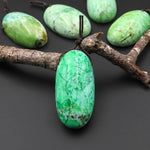 Natural Nevada Apple Green Variscite Long Oval Pendant Gemstone