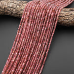 Faceted Natural Red Strawberry Quartz 4mm Thin Rondelle Beads Gemstone 15" Strand