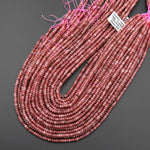 Faceted Natural Red Strawberry Quartz 4mm Thin Rondelle Beads Gemstone 15" Strand
