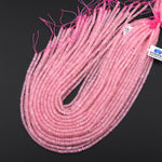 Faceted Natural Pink Rose Quartz 4mm Thin Rondelle Beads Gemstone 15" Strand