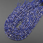 Faceted Natural Blue Orange Sodalite 4mm Thin Rondelle Beads Gemstone 15" Strand