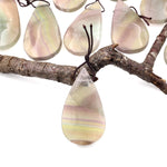 Natural Feather Fluorite Teardrop Pendant Top Side Drilled Gemstone