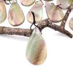 Natural Feather Fluorite Teardrop Pendant Top Side Drilled Gemstone