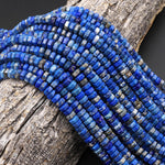 AAA Faceted Natural Denim Blue Lapis Beads 6mm hexagon Heishi Rondelle 15.5" Strand