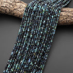 Natural Paraiba Blue Tourmaline Faceted 3.8mm Rondelle Beads Micro Diamond Cut Indicolite Gemstone 15.5" Strand
