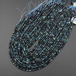 Natural Paraiba Blue Tourmaline Faceted 3.8mm Rondelle Beads Micro Diamond Cut Indicolite Gemstone 15.5" Strand