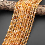 Faceted Natural Golden Yellow Citrine Thick Rondelle Beads 6mm 15.5" Strand