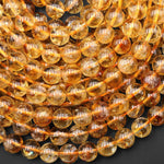 AAA Natural Golden Citrine 6mm 8mm 10mm 12mm Smooth Round Beads Gemstone 15.5" Strand