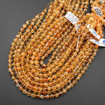 AAA Natural Golden Citrine 6mm 8mm 10mm 12mm Smooth Round Beads Gemstone 15.5" Strand