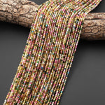 AAA Natural Pink Green Blue Yellow Tourmaline Faceted 2.5mm Round Gemstone Beads 15.5" Strand