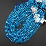 AAA Natural Blue Apatite Faceted Coin 6mm Beads Gemstone 15.5" Strand