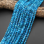 AAA Natural Blue Apatite Faceted Coin 6mm Beads Gemstone 15.5" Strand