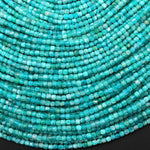 Natural Blue Green Russian Amazonite Faceted 2mm Cube Beads 15.5" Strand