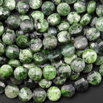 Natural Green Chrome Diopside Faceted 10mm Coin Gemstone Beads 15.5" Strand