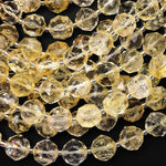 AAA Natural Citrine Faceted 12mm Round Beads Geometric Double Hearted Star Cut Gemstone 7.5" Strand