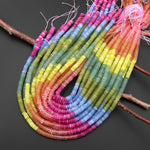Pastel Harmony Multicolor Jade 6mm Smooth Thin Rondelle Heishi Beads Cherry Quartz Lemon Jade 15.5" Strand