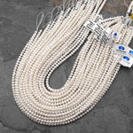Genuine White Freshwater Pearl Small 3mm 4mm 5mm Off Round Rondelle Beads 15.5" Strand