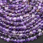 Natural Purple Amethyst Faceted Heart Beads 6mm Center Drilled Gemstone 15.5" Strand