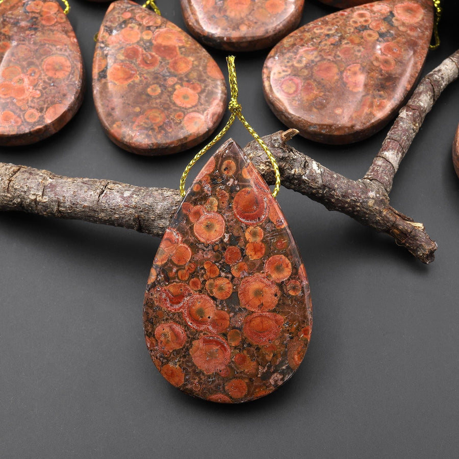 Natural Mexican Desert Rose Jasper Teardrop Pear Pendant Side Drilled Large Natural Red Brown Focal Bead A1
