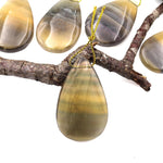Natural Honey Amber Banded Fluorite Teardrop Pendant Top Side Drilled Gemstone