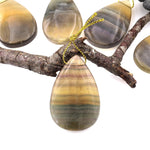 Natural Honey Amber Banded Fluorite Teardrop Pendant Top Side Drilled Gemstone