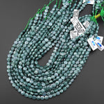 Faceted AAA Natural Guatemalan Blue Green Jade 8mm Coin Beads 15.5" Strand