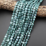 Faceted AAA Natural Guatemalan Blue Green Jade 8mm Coin Beads 15.5" Strand