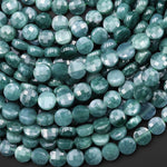 Faceted AAA Natural Guatemalan Blue Green Jade 8mm Coin Beads 15.5" Strand