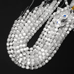 AAA Genuine Natural Cat's Eye Selenite Smooth Barrel Beads 6x9mm 8x12mm 15.5" Strand