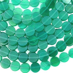 Emerald Green Agate 12mm Smooth Coin Beads 14.5" Strand
